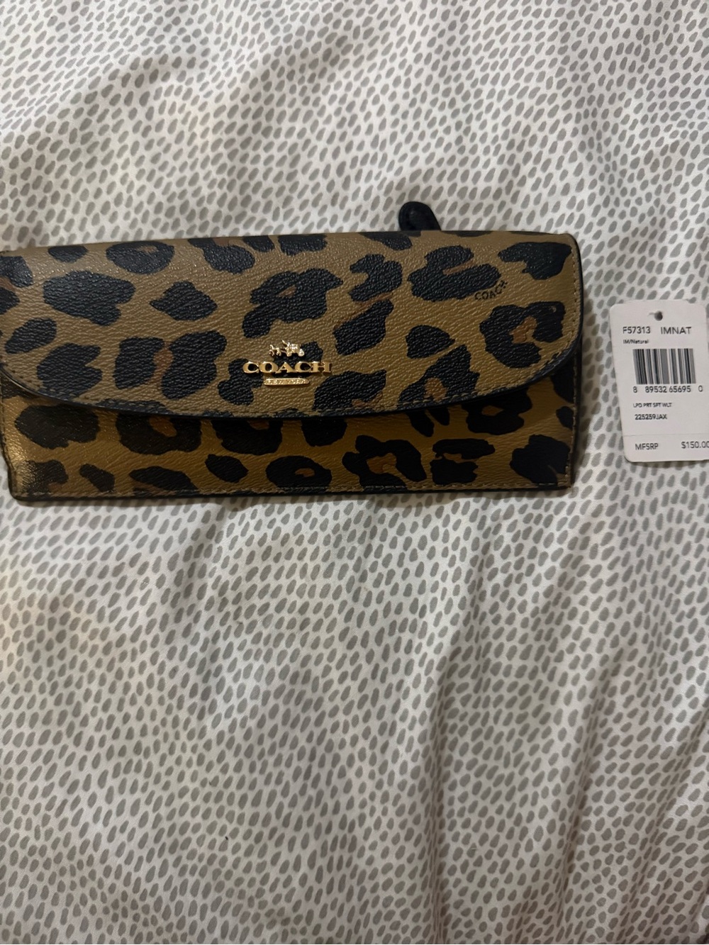 Coach Leopard-Print Continental Wallet in Brown and Black